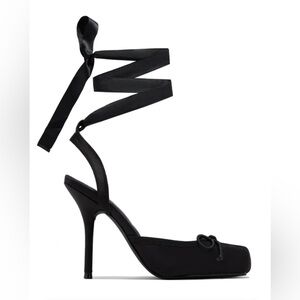 Elegant Black BALLET LACE UP Heels